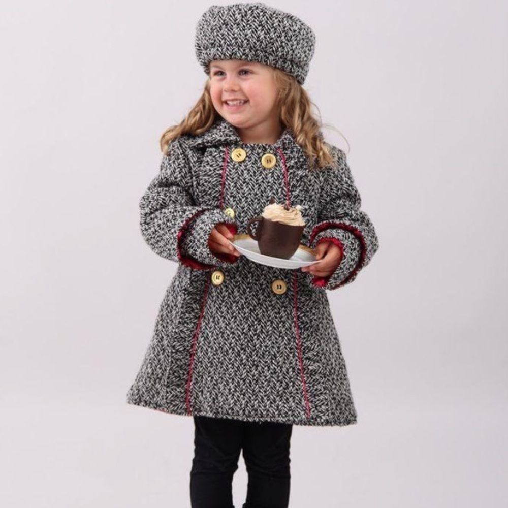 Penelope Mack Girls Double Breasted Wool Blend Coat Size 2T